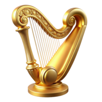 magnificent traditional Golden Harp 3D Render authentic png