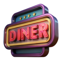 serene rustic Retro Diner Sign 3D Render 4K png