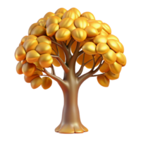 wonderful modern Golden Tree 3D Render authentic png