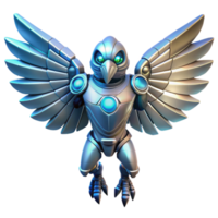 impressive rustic Metallic Bird Robot 3D Render 4K png