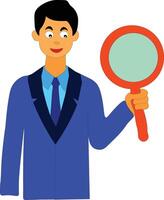 A boy character taking mirror glass in hand vector