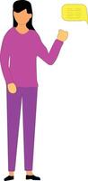A lady Character with message dialog box yellow colour female character vector