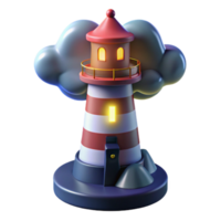 impressive traditional Lighthouse 3D Render Night Scene exclusive png