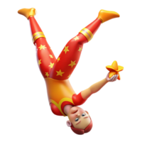 magnificent minimalist 3D Render Circus Acrobat Upsidedown high quality png