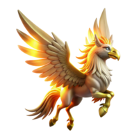 magnificent modern Golden Griffin 3D Render 4K png