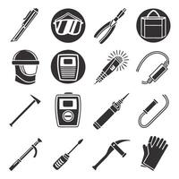 Torch and Mask Welding Icons vector