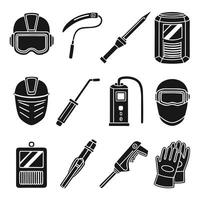 Welding Helmet and Tools Icon Set vector