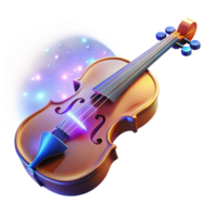 wonderful rustic Glowing Violin 3D Render authentic png