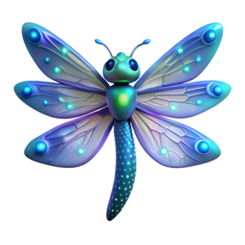 sereno clássico brilhando libélula 3d render genuíno png