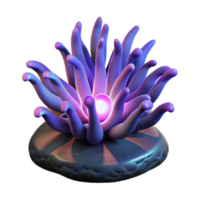 vibrant minimalist Glowing Purple Sea Anemone 3D Render authentic png