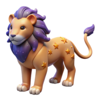 vibrant rustic 3D Render of a Cute Cartoon Lion with Stars premium png