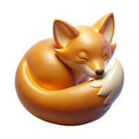 serene modern Sleeping Fox 3D Render authentic png