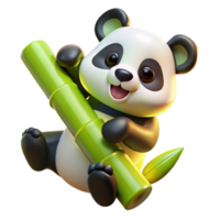 serene modern Adorable Panda 3D Render Illustration high resolution png