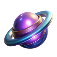 beautiful rustic Abstract 3D Render Purple Planet with Rings authentic png