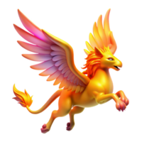 beautiful abstract Golden Griffin 3D Render 4K png