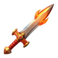 impressive modern Flaming Sword 3D Illustration original png