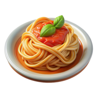 dramatic rustic 3D Render of Delicious Spaghetti with Tomato Sauce and Basil high quality png