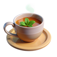 wonderful rustic 3D Render of a Teacup with Mint original png