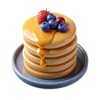 stunning rustic Delicious 3D Render of Buttery Pancakes with Berries original png