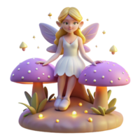 stunning abstract 3D Render Fairy Sitting on Mushrooms high resolution png