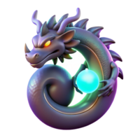 vibrant traditional 3D Render of a Coiled Dragon authentic png