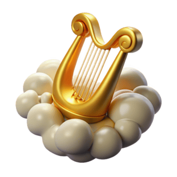 bellissimo astratto d'oro lira 3d rendere su nuvole alto risoluzione png