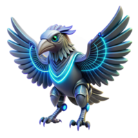 elegant rustic Cybernetic Bird 3D Render high resolution png