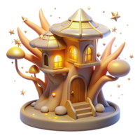 serene artistic Enchanted Treehouse 3D Render high quality png