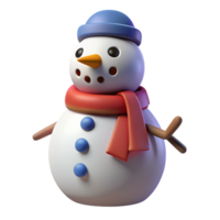 beautiful creative 3D Render of a Cute Snowman detailed png