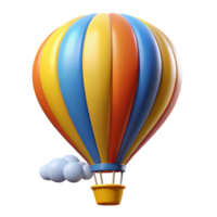 vibrant creative Colorful Hot Air Balloon 3D Render high resolution png