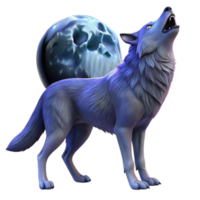 extraordinary rustic 3D Render Wolf Howling at Moon professional png