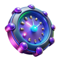 impressive minimalist Neon Clock 3D Render authentic png