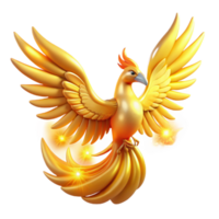 stunning rustic Golden Phoenix 3D Illustration genuine png