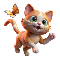impressive modern Playful Kitten 3D Render professional png