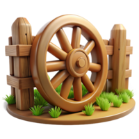 elegant creative Wooden Wheel 3D Render authentic png