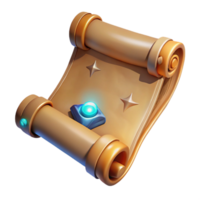 wonderful minimalist Magical Scroll 3D Render authentic png