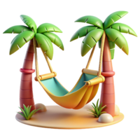 wonderful classic 3D Render Hammock Between Palm Trees authentic png