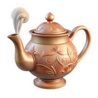 impressive abstract Ornate Copper Teapot 3D Render high resolution png