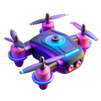 vibrant classic Neon Drone 3D Render premium png