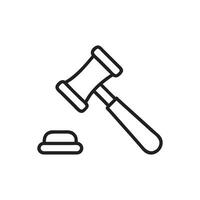 Simple Line Art of a Gavel and Block, brick hammer icon vector