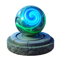 serene minimalist 3D Render Glowing Orb on Stone Base professional png