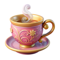 extraordinary traditional Pink Teacup 3D Render detailed png