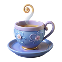 extraordinary traditional 3D Render Steaming Teacup Illustration high resolution png