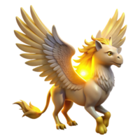 impressive contemporary Golden Griffin 3D Render exclusive png