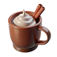 vibrant creative 3D Render Whipped Cream Hot Chocolate Mug authentic png