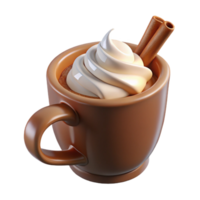extraordinary traditional 3D Render Whipped Cream Hot Chocolate Mug high quality png