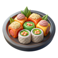 impressive artistic 3D Render of Colorful Sushi genuine png