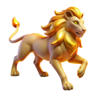 serene contemporary Golden Lion 3D Render high resolution png