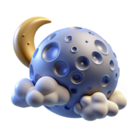 magnificent artistic 3D Moon Illustration with Clouds and Crescent high quality png