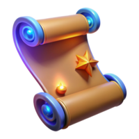 serene modern 3D Render Magical Scroll with Star and Candle professional png